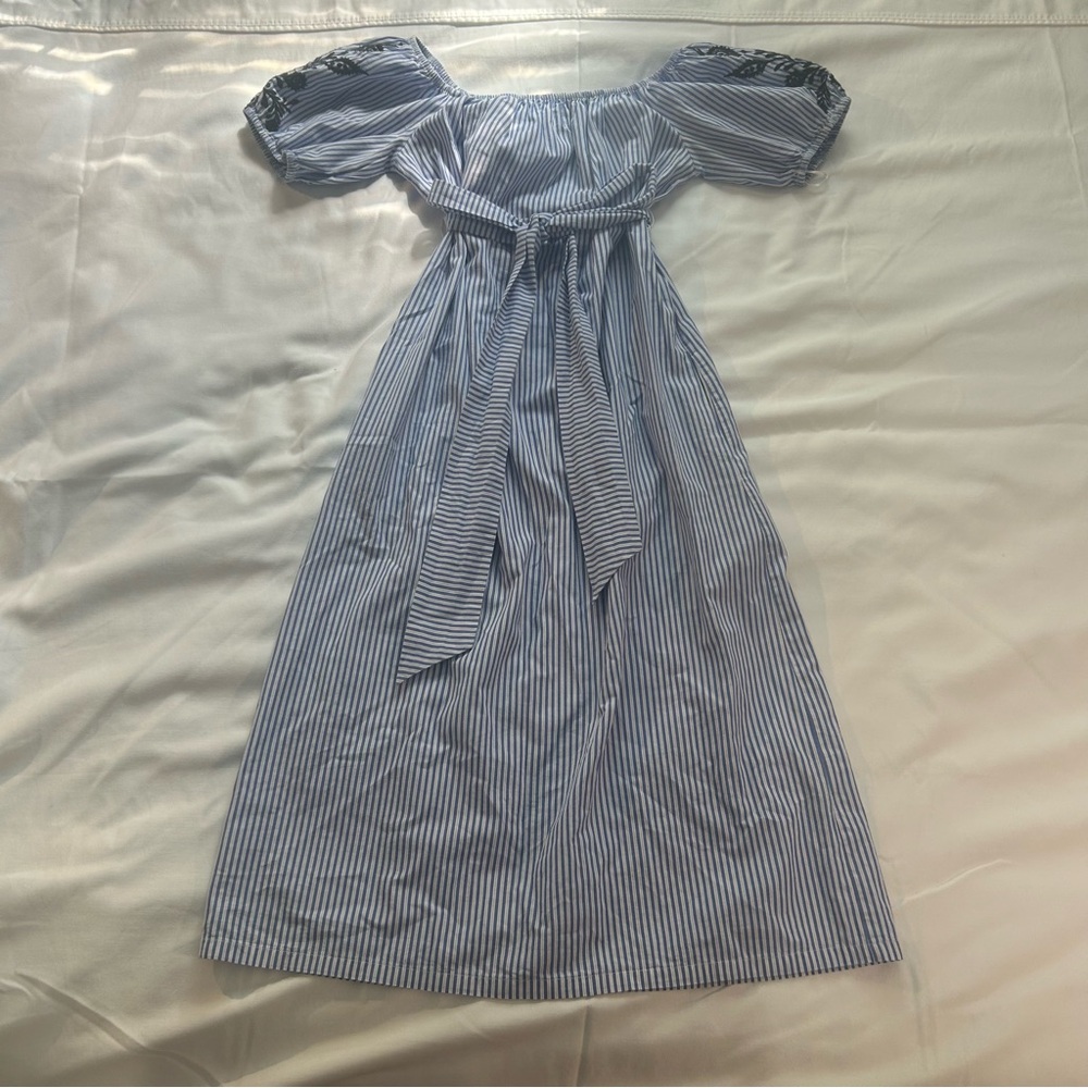 Who What Wear Striped Blue and White Dress